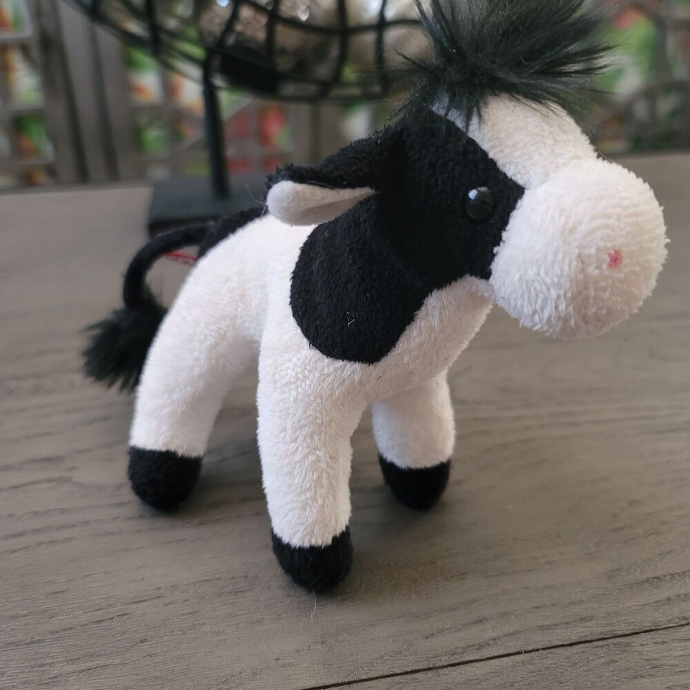 Douglas Cuddle Toys Black White Cow Mini w/ Sound Plush Stuffed Animal 6" WORKS